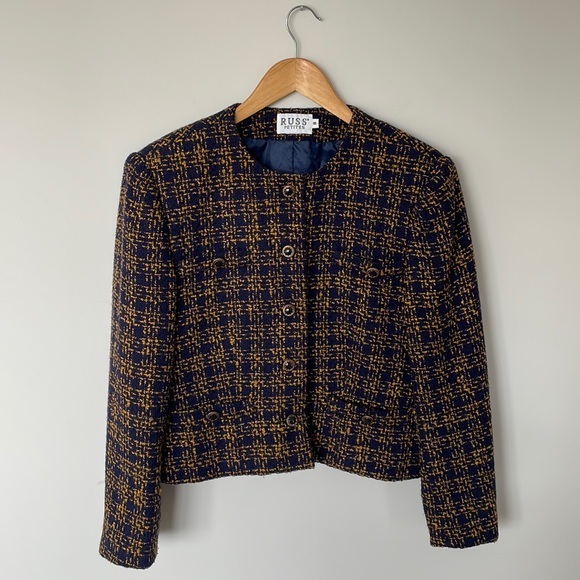 Russ Jackets & Blazers - Vintage Russ Petites‎ Knit Cropped Blazer